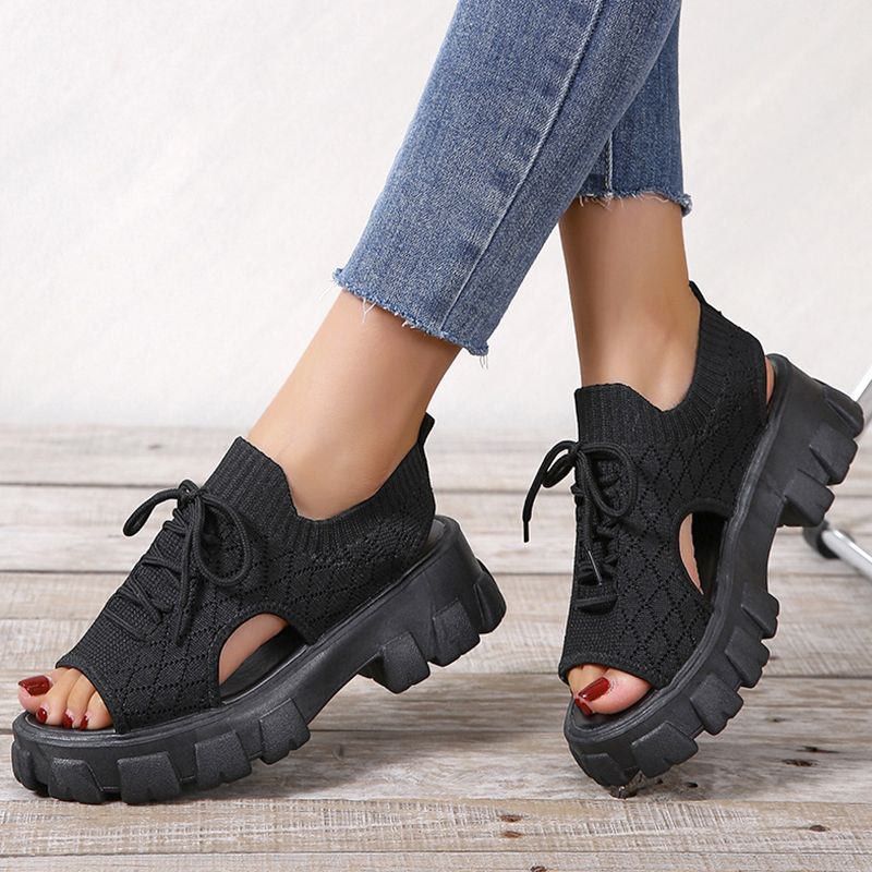 Dam Tjocksulig Stickad Sportsandal