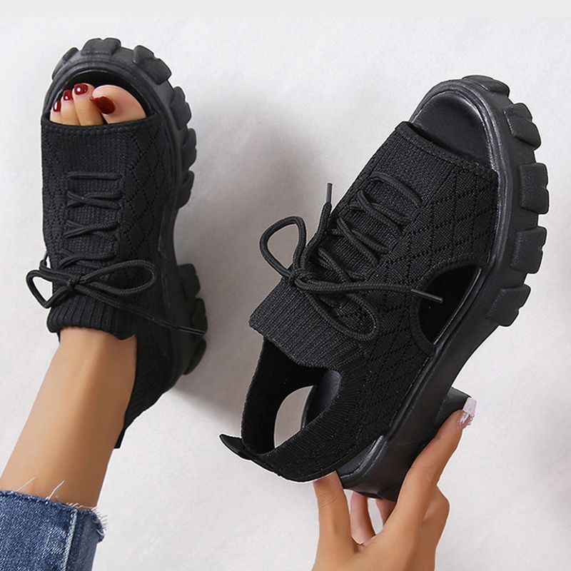 Dam Tjocksulig Stickad Sportsandal