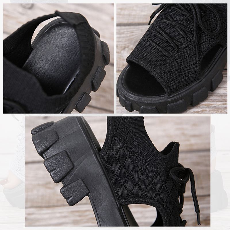 Dam Tjocksulig Stickad Sportsandal