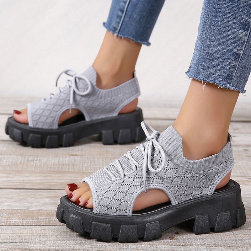 Dam Tjocksulig Stickad Sportsandal