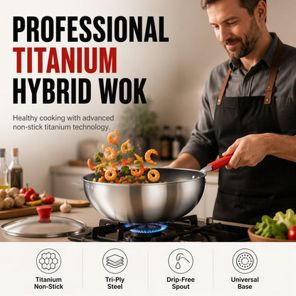 Non-stick Wok med Glaslock – Titan Antihaft
