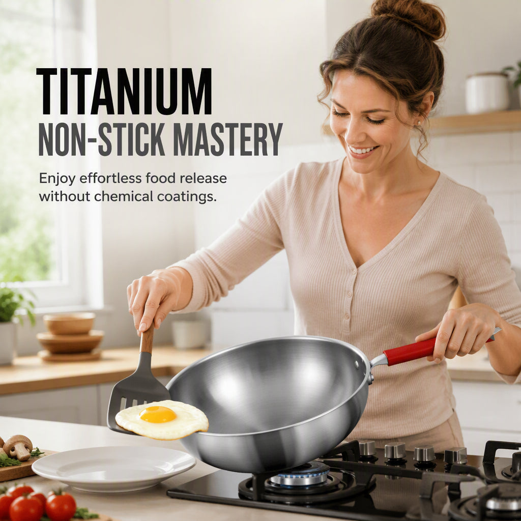 Non-stick Wok med Glaslock – Titan Antihaft