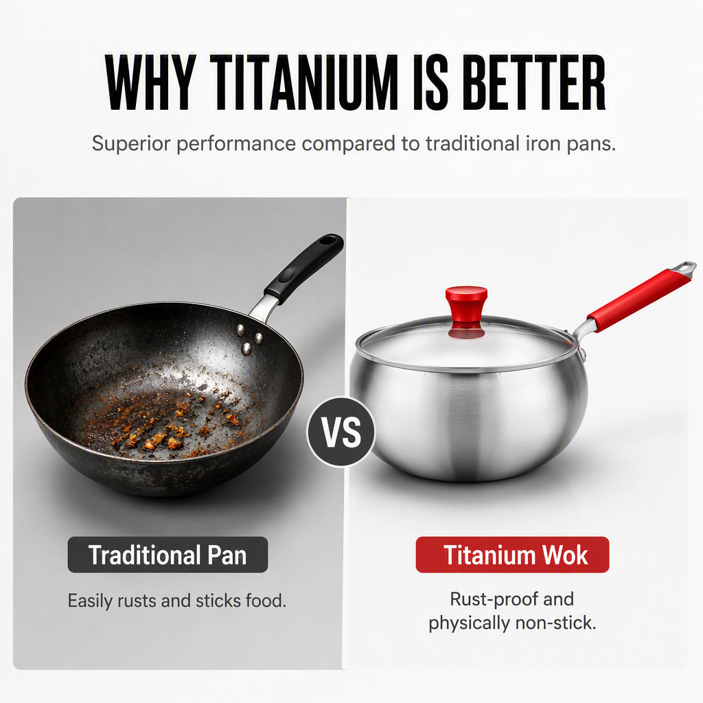 Non-stick Wok med Glaslock – Titan Antihaft