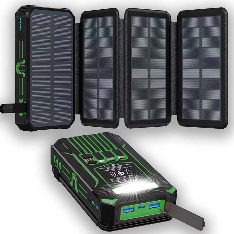 ⏳🔥50 % RABATT UNDER BEGRÄNSAD TID! ⏰☀️ Solcellsladdare – 20 000 mAh, hopfällbar solpanel med 4 paneler, IPX5 och LED-ficklampa – för camping och nödsituationer 🏕️