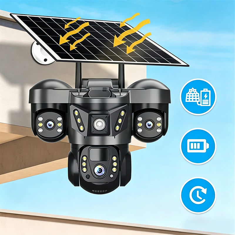📡 BEGRÄNSAT ERBJUDANDE 50% RABATT! ⚡ Trippellinssig Soldriven WiFi-Säkerhetskamera – Smart, Trådlös, För Alla Väder ☀️