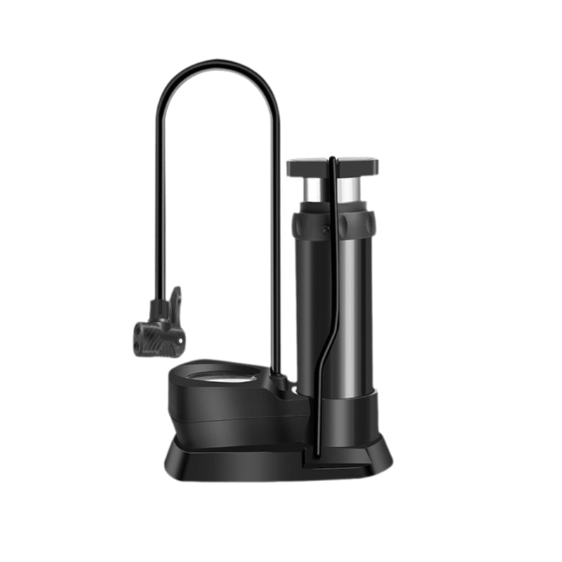 Cykelpump med fotpedal och tryckmätare