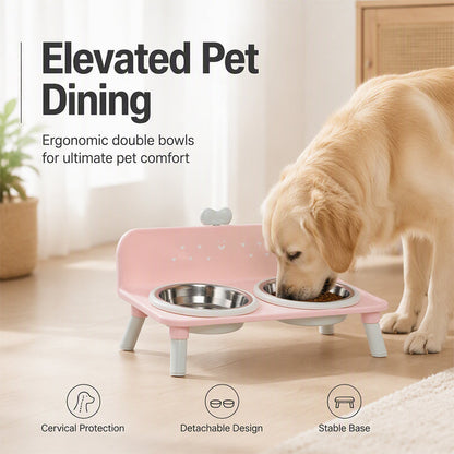🐾 50 % RABATT NU! 🍽️ Upphöjd dubbel matskål för husdjur – avtagbar för enkel rengöring & skonsam nackvård 💚