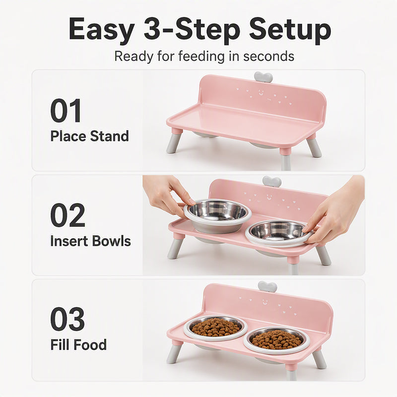 🐾 50 % RABATT NU! 🍽️ Upphöjd dubbel matskål för husdjur – avtagbar för enkel rengöring & skonsam nackvård 💚