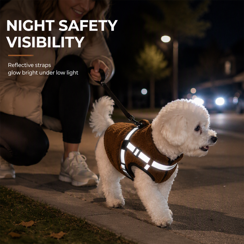 📢📢50% RABATT NU!! ⏰Varm vinterjacka för hund med reflexband och sele för små och medelstora hundar