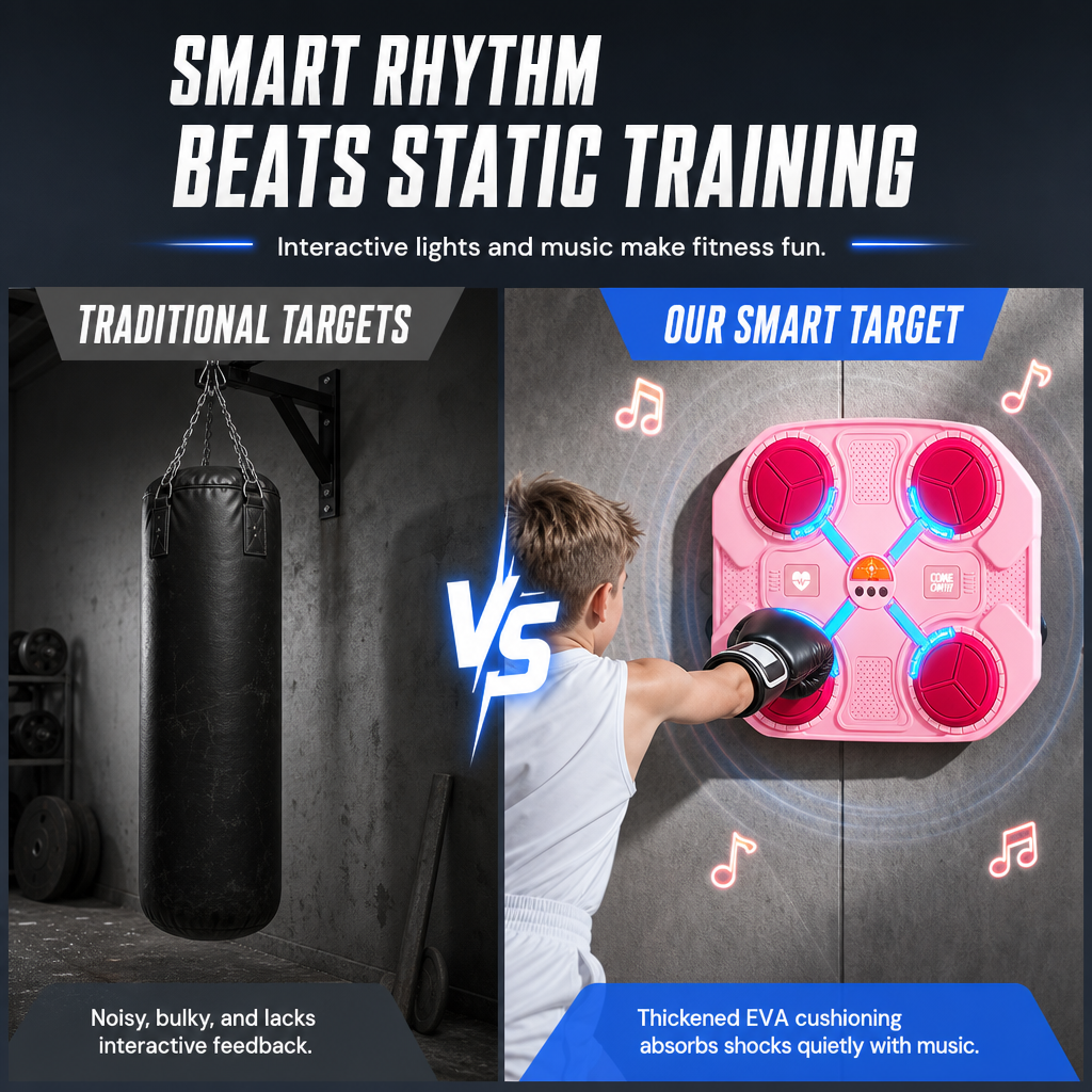 Elektroniskt musikboxningsmål för barn med rytmisk reaktionsträning för hemmaträning och stressavlastning