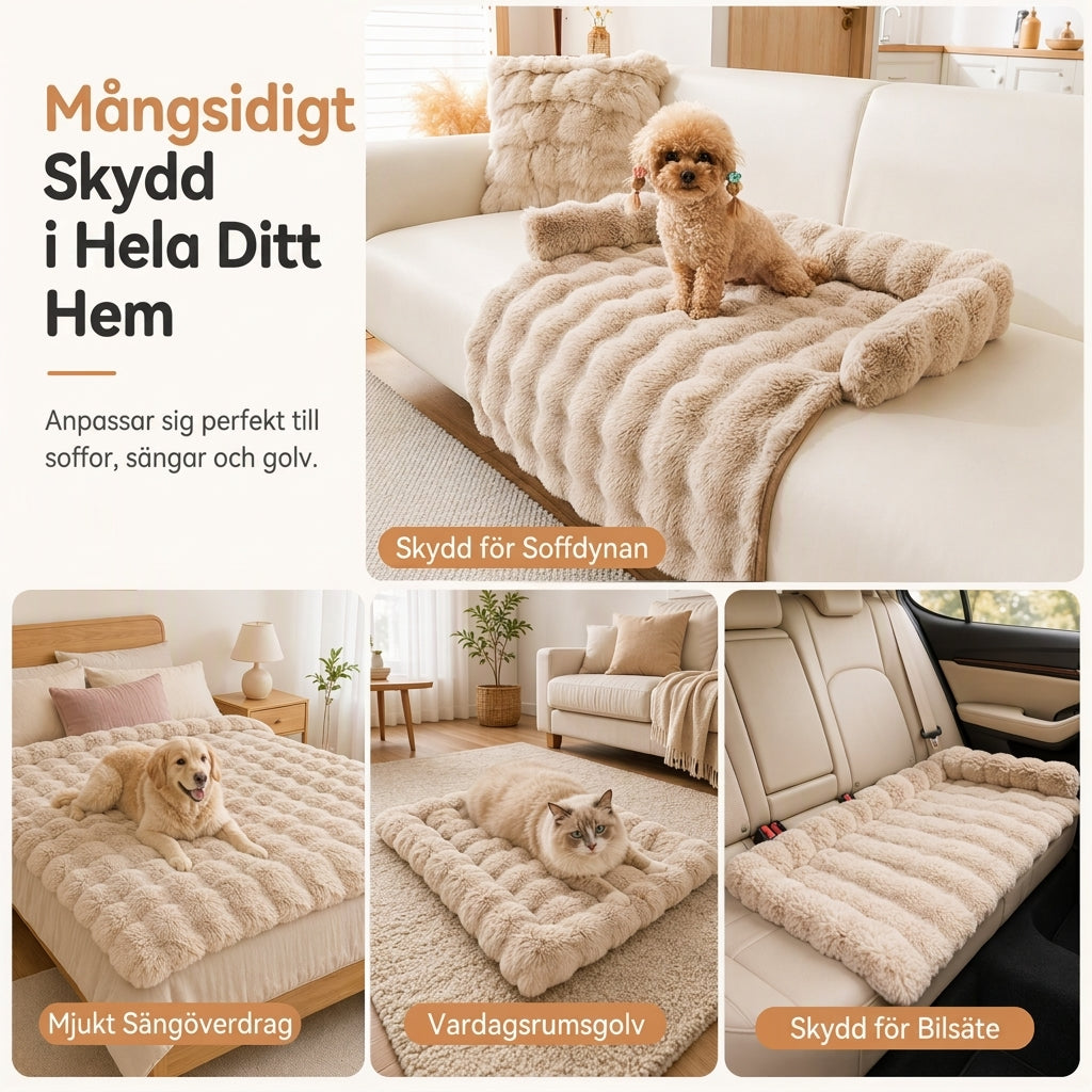 🧸50% rabatt!❄️Tjock husdjursvintermatta, mjuk konstkaninpäls med antiglidfunktion för katt och hund 🛏️