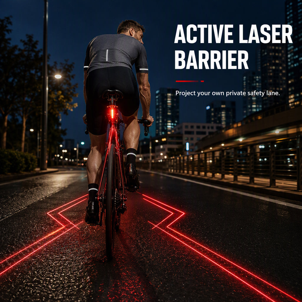 🚴 TIDSBEGRÄNSAT ERBJUDANDE: 50 % RABATT! 🔴 Uppladdningsbar baklampa för cykel – laservarning, IPX5-vattenskydd, USB-laddning 💡