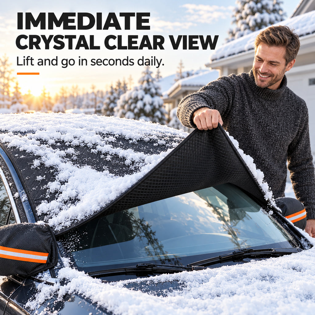 🚗 50% RABATT! ✨ Vindruteskydd för Alla Årstider – Magnetiskt Frost-, Snö- & Solskydd med Backspegelskydd ❄️☀️