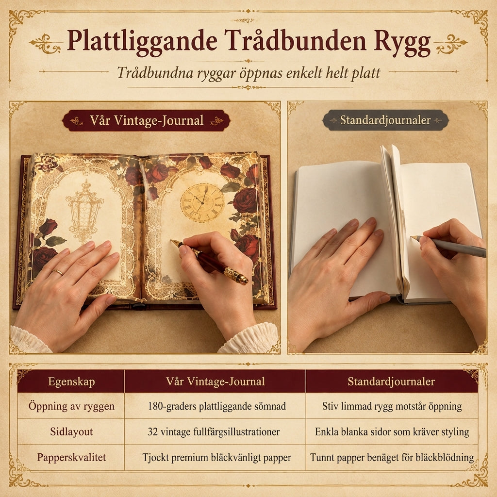 📜 50% RABATT 📖 Europeisk vintage anteckningsbok, hårt ihåligt omslag, guldfolie & färgillustrationer