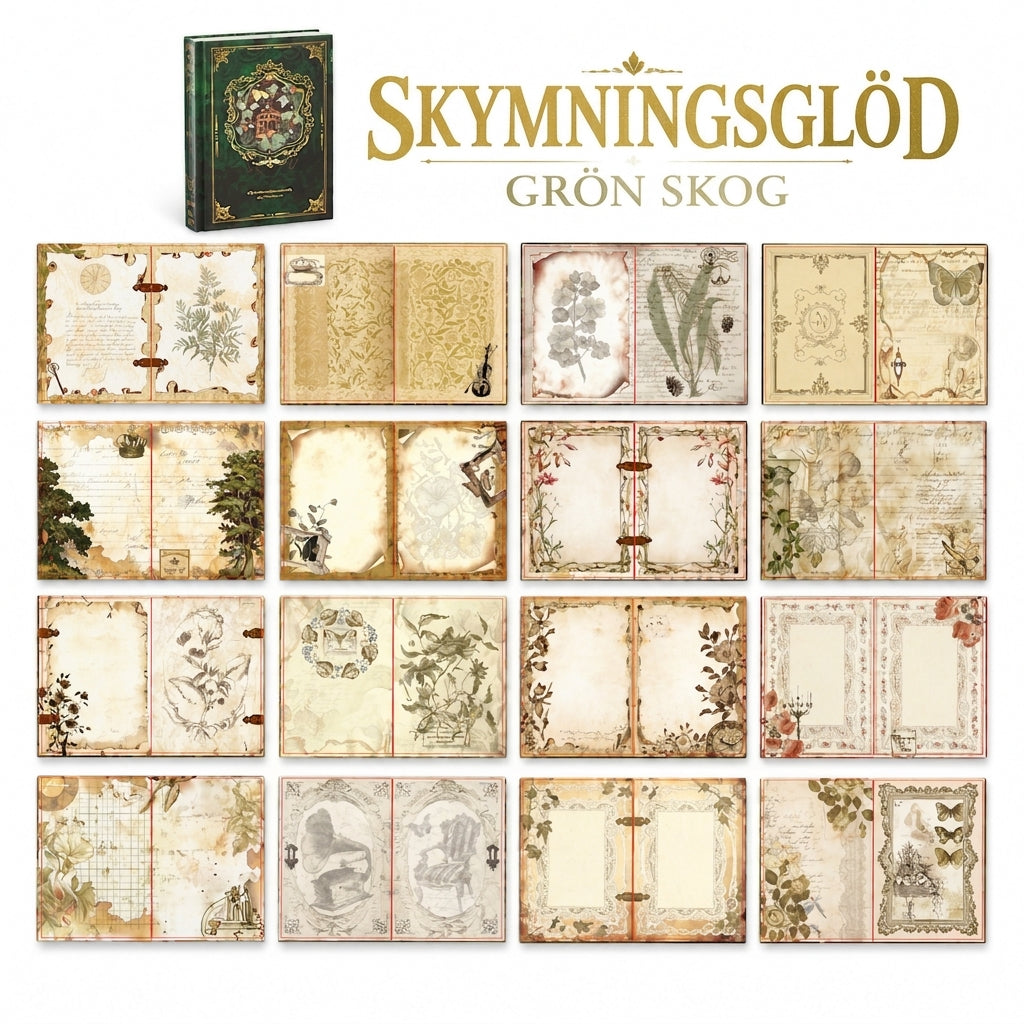 📜 50% RABATT 📖 Europeisk vintage anteckningsbok, hårt ihåligt omslag, guldfolie & färgillustrationer