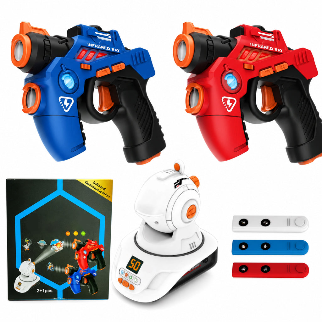 🎄Välkommen till julkampanjen med 50 % rabatt！！🎁Infrarött laserstridsset för barn med 2 minipistoler och 1 projektor med ljud och ljus